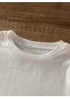 Baskılı Oversize Bisiklet Yaka T-shirt - Beyaz