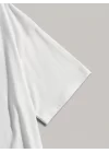 Baskılı Oversize Bisiklet Yaka T-shirt - Beyaz