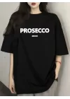 Baskılı Oversize Bisiklet Yaka T-shirt - Siyah