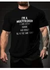 Baskılı Oversize Bisiklet Yaka T-shirt - Siyah