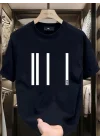 Baskılı Oversize Bisiklet Yaka T-shirt - Siyah