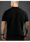 Baskılı Oversize Bisiklet Yaka T-shirt - Siyah