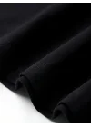 Baskılı Oversize Bisiklet Yaka T-shirt - Siyah