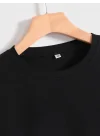 Baskılı Oversize Bisiklet Yaka T-shirt - Siyah