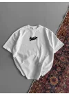 Baskılı Oversize T-shirt - Beyaz