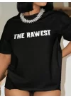 Baskılı Oversize T-shirt - Siyah