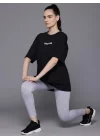 Baskılı Oversize T-shirt - Siyah