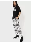 Baskılı Oversize T-shirt - Siyah