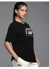 Baskılı Oversize T-shirt - Siyah