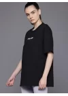 Baskılı Oversize T-shirt - Siyah