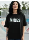 Baskılı Oversize T-shirt - Siyah