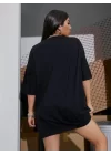 Baskılı Oversize T-shirt - Siyah