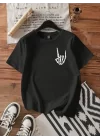 Baskılı T-shirt - Siyah
