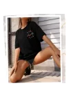 Baskılı T-shirt - Siyah
