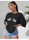 Baskılı T-shirt - Siyah