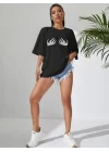 Baskılı T-shirt - Siyah