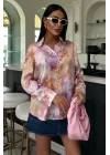 Batik Desenli Saten Gömlek 3409