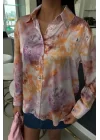 Batik Desenli Saten Gömlek 3409