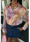 Batik Desenli Saten Gömlek 3409