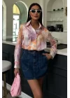 Batik Desenli Saten Gömlek 3409