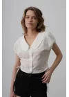 Bebe Yaka Yanları Bağlamalı Bluz - Taş