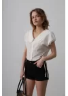 Bebe Yaka Yanları Bağlamalı Bluz - Taş