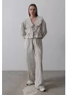 Bebe Yakalı Önü Bağlamalı Takım - Natür