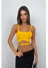 Bel Bağcıklı Crop Bluz