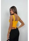 Bel Bağcıklı Crop Bluz