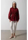 Bel Detaylı Gömlek - Bordo