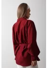 Bel Detaylı Gömlek - Bordo