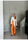 BEL LASTİK DETAYLI MODAL KUMAŞ PANTOLON - Orange