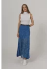 Bel Lastikli Dantel Etek - Krem