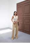 Beli̇ Lasti̇k Ve Bağcikli Geni̇ş Paça Pantolon
