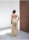 Beli̇ Lasti̇k Ve Bağcikli Geni̇ş Paça Pantolon