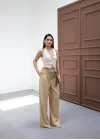Beli̇ Lasti̇k Ve Bağcikli Geni̇ş Paça Pantolon