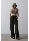 Beli Lastikli Bol Paça Pantolon - Kahve