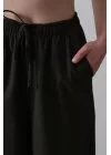 Beli Lastikli Bol Paça Pantolon - Kahve