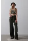 Beli Lastikli Bol Paça Pantolon - Kahve