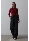 Beli Lastikli Bol Paça Pantolon - Antrasit
