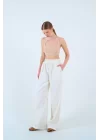 Beli Lastikli Palazo Pantolon - Taş