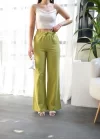 Beli̇ Lasti̇kli̇ Ve Bağcikli Keten Pantolon