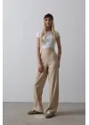 Beli Yarım Lastikli Palazzo Pantolon - Camel