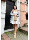 Beyaz Askılı Fisto Mini Elbise