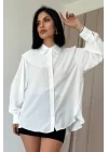 Beyaz Pilise Detaylı Jesica Gömlek