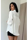 Beyaz Pilise Detaylı Jesica Gömlek