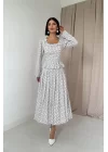Kırmızı Puantiye Desenli Volanlı Elbise