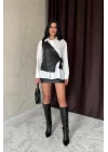 Beyaz Yandan Bağlamalı Yelek Gömlek