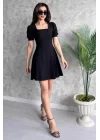 Bigdart 2339 Kare Yaka Örme Elbise - Siyah