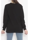 Bisiklet Yaka Baskılı Sweat Siyah